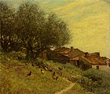 Hillside Canvas Paintings - A Hillside Village in Provence